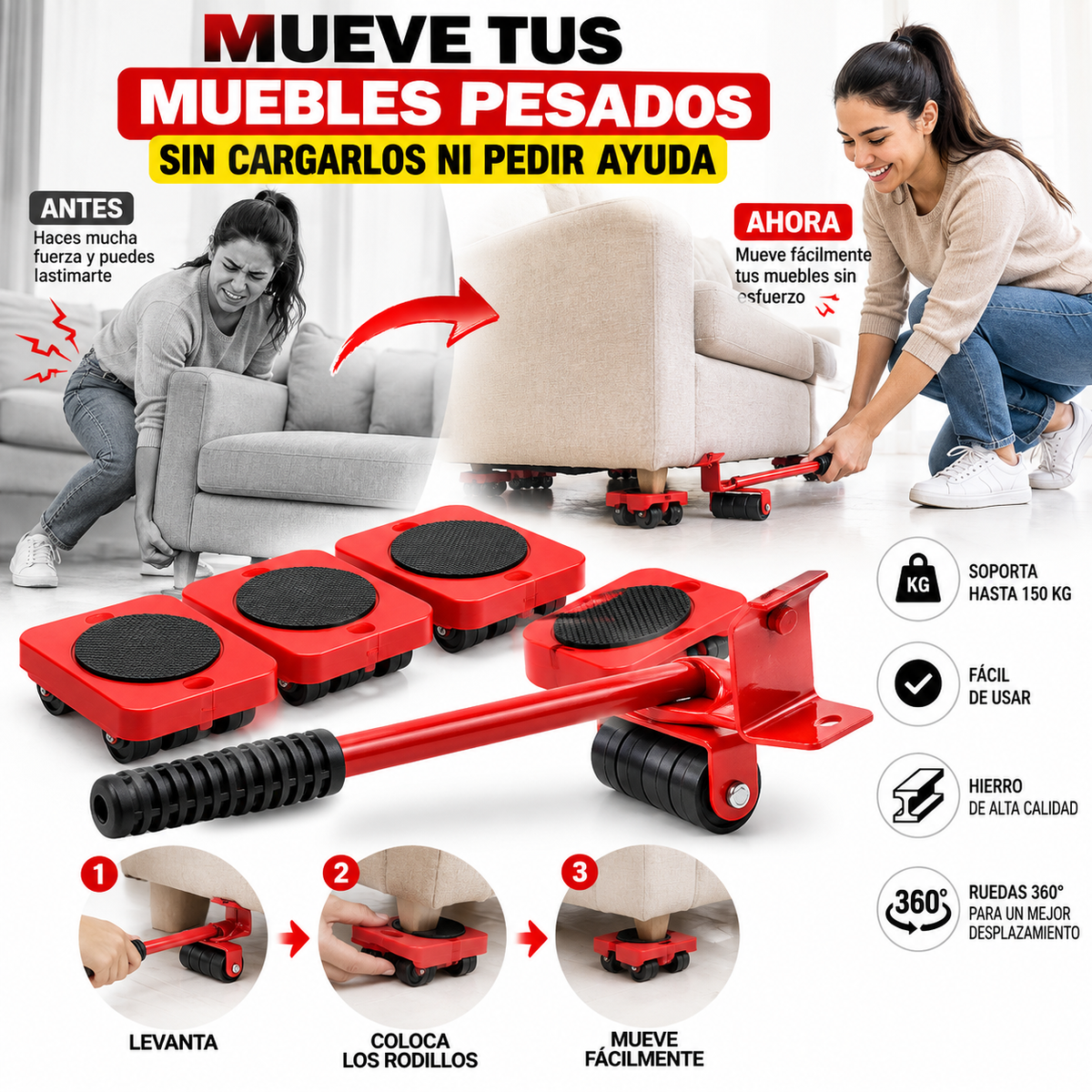 💪🏠 MUEVE TUS MUEBLES PESADOS SIN CARGARLOS NI PEDIR AYUDA✨