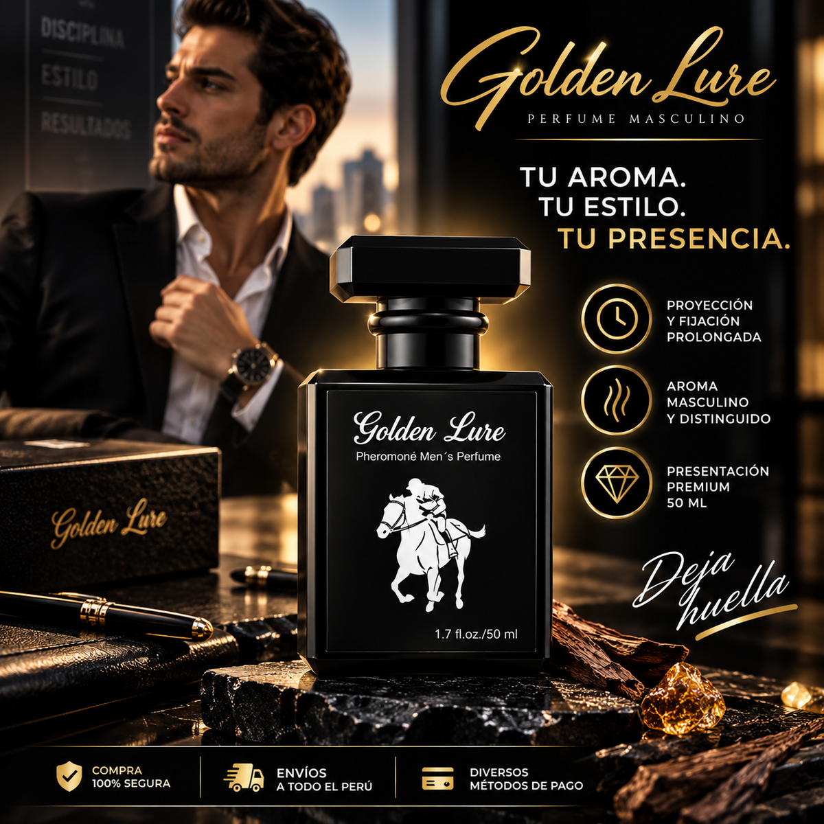 “Golden Lure ✨ Una fragancia que deja huella.”